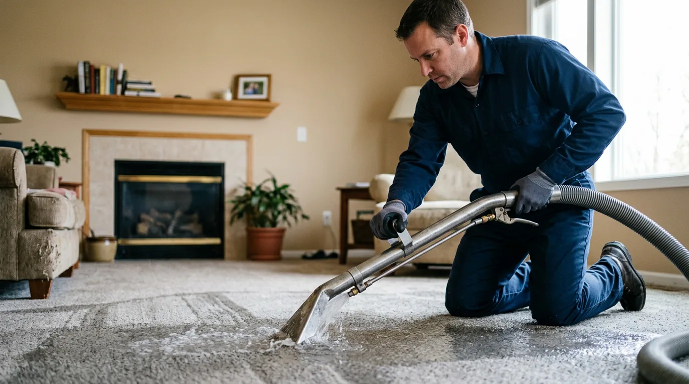 Water damage restoration technician working near Osceola, IN